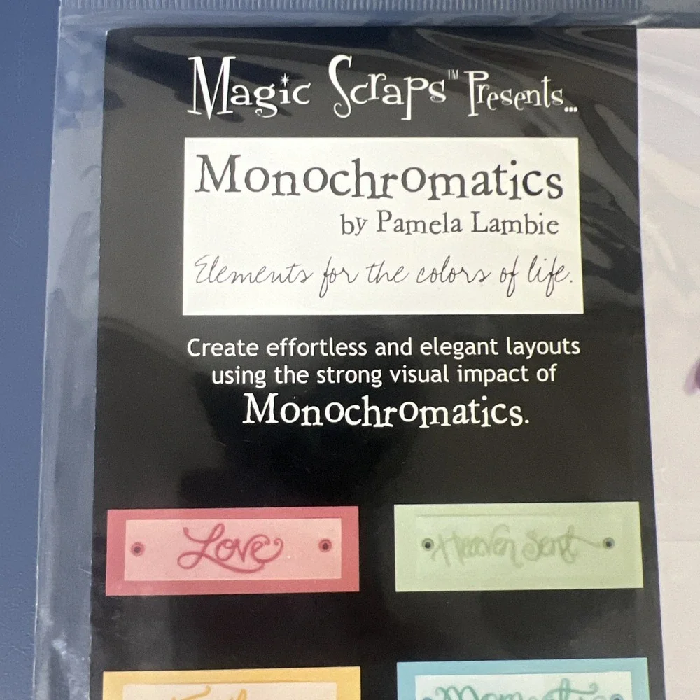 3 Pkgs Magic Scraps Nature Themed‎ Scrapbook Combo Kit Monochromatic Vellum New
